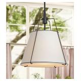 New Black Pendant Light with 15" Linen Shade    (
