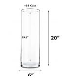 New Cylinder Clear Glass Vase (H:20" D:6") Glass