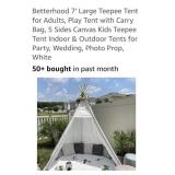 (New) Large 7ft Tepee Tent For Adults