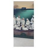 Estate- Porcelain Nativity Figurines w/ Wood Base