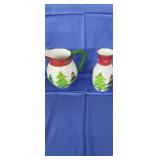 Estate- Set of 2 Ceramic Holiday Tree Pitcher &
