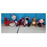 Estate - 6 Pc Patriotic "TY" Beanie Babies