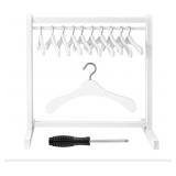 New 11 Pcs Doll Garment Rack with Wooden Clothes