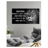 "Success"Lion Wall Art Canvas Black And White.
