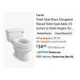 NEW Elongated Raised Toilet Seat Adds 3.5" to