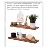 NEW Set of 2 Country Rustic Floating Shelves -