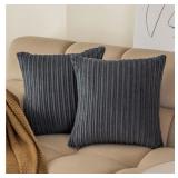 2 Throw Pillows Covers  Euro Sham Striped