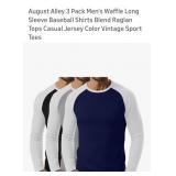 (M) 3 Pack August Alley Long Sleeve Waffle