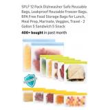 12pk Reusable Food Storage Bags/Dishwasher Safe