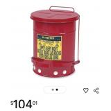 New Justrite Red Galvanized Steel Oily Waste