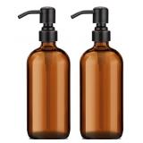 2 New Amber Glass Soap Dispenser, Bathroom Hand