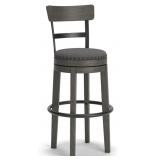 Tall Upholstered Swivel Barstool, Nailhead Trim,