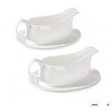 2 New Gravy Boats with Saucers     19 oz,Ceramic