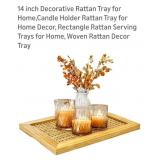 ( New) 14" Rattan Decorative Tray