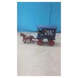 Cast Iron U.S. Mail Horse Drawn Wagon with mail