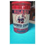1940s Hiland Potato Chips Tin.  Great Display