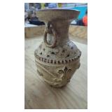 Vintage Folk Art Mexico Hand Carved  Pottery Vase