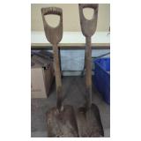 2 Vintage Wood Handle Shovels