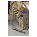 Antique 34" Wagon Wheel With Bottom Brace - Stand