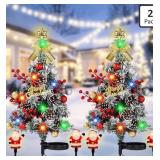 2 New Solar Christmas Trees - 34 Inch 40 LED
