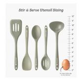 New Sage Green Silicone Cooking Utensils Set (5