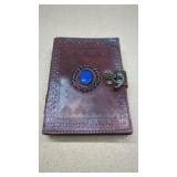 Leather Journal with Blue Stone Rustic Refillable