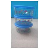 (3) New 27 oz  Glass Food Storage Dishes with