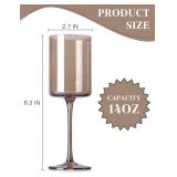 6 New Smokey Gray Crystal Wine Glasses -14oz