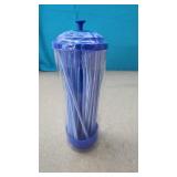 New (Blue)  80 Straws In Reusable Straw Container