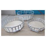 3 New Round Metal and Wood Bottoms Nesting