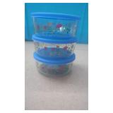 (3) New 27 oz  Glass Food Storage Dishes with