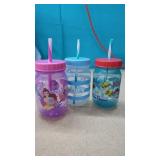 3 New Kids Cups with Straws