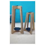 2 New Wood Decor Candle Holders 12' & 9.5'. (