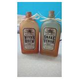 2 Decorative Bottles.  Witch's Brew & Snake