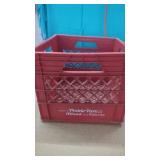 Red Milk Crate & Contents.   Gang Plugs Door lock