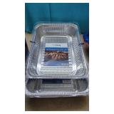 2 New Foil Cooking Pans with Lids. 14.4x 10.5"