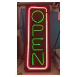 Lighted Open Sign.  26" Long x 10" wide , Older