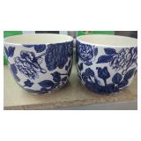 2 New Blue & White Decorative Ceramic Pots (