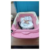 New Pink Baby Folding Bathtub with Thermometer &