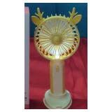 New Rechargeable 3 Spd Hand Held Fan With Light