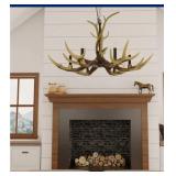 6 light Antler Chandelier.  Has a couple Tips