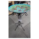 New Mosaic Glass Bird Bath featuring a colorful
