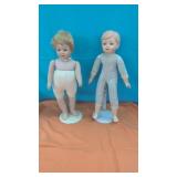 (2) Biscue  Dolls on stands