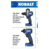 Kobalt 24v 2 Tool Combo Kit 1/2" Drill Driver, &