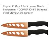 2pk Copper Knife .. Never Needs Sharpened