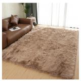 New 6' x 9' Camel Living Room Rug,Faux Sheepskin