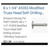 (100) #8 x 1-1/4' Truss Head Self Drilling