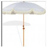 New 6.5ft Patio Umbrella with Fringe, Beach