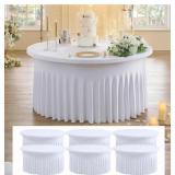 6 pk White Spandex Round Tablecloths 60 inch w