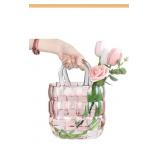 (New)Goldinger 11" Crystal Blush Purse Vase